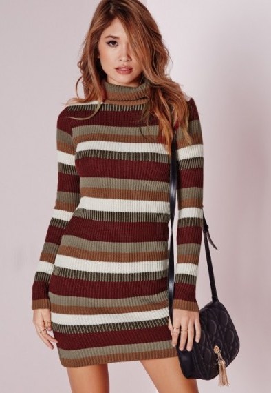 Missguided stripe roll neck dress. Knitted dresses / winter fashion / knitwear / daywear / style / high neck - flipped