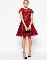 Ted Baker Mahima red sequin floral full skirt dress ~ party glamour ~ sequins ~ occasion fashion ~ feminine evening wear