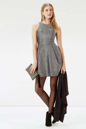 OASIS tinsel skater dress metallics. Party dresses / metallic fashion / going out fashion / evening wear / fit and flare - flipped