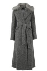 OASIS The Claudia Coat grey. Winter coats / faux fur collar / belted / classic style / warm fashion