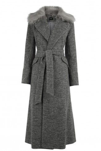 OASIS The Claudia Coat grey. Winter coats / faux fur collar / belted / classic style / warm fashion - flipped