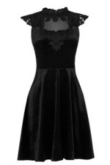 OASIS velvet lace trim skater dress black. Party dresses / eveningwear / occasion fashion / Christmas parties / Xmas celebrations