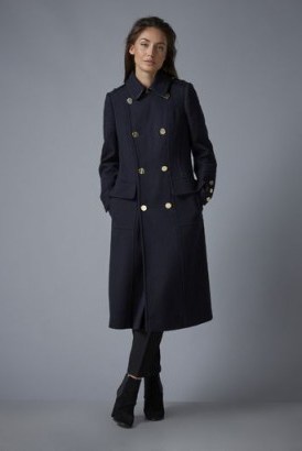 Wallis navy military coat. Smart coats / winter fashion / warm outerwear / stylish / chic style - flipped