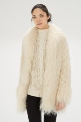 WAREHOUSE cream faux fur mix Afghan coat. Winter coats / shaggy jackets / warm fashion