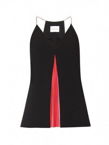 MARY KATRANTZOU Acer rainbow-pleats top. Designer fashion ~ black & pink strappy tops ~ pleated camisoles - flipped