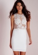 Missguided – applique floral mesh bodycon dress white. Semi sheer party dresses – feminine style – going out – evening fashion