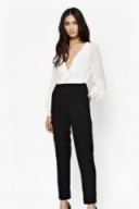 FRENCH CONNECTION – Arctic Spell Gem Jumpsuit in black & white. Plunging necklines | low cut neckline | plunge jumpsuits | party fashion | evening glamour