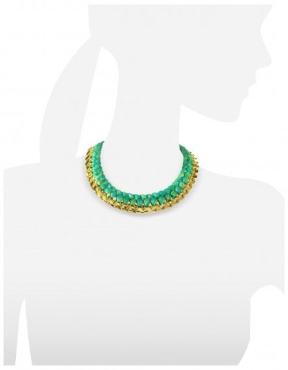 AURELIE BIDERMANN Do Brasil Gold and Cotton Necklace ~ statement necklaces ~ emerald green jewellery ~ designer fashion jewelry  7 - flipped