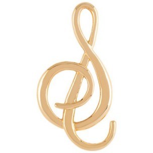 Susan Caplan for John Lewis 1990s Treble Clef Brooch, Gold – vintage brooches – 90s jewellery – fashion jewellery - flipped