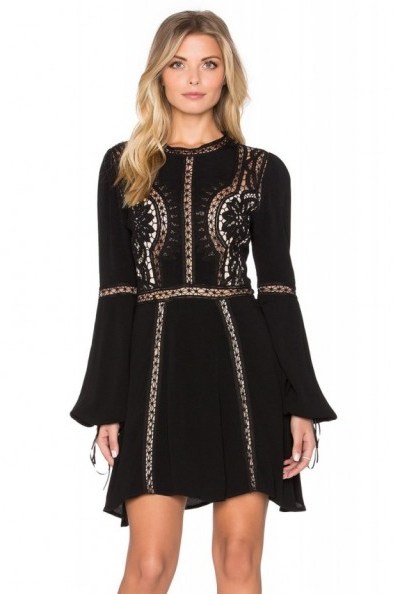 FOR LOVE & LEMONS Penelope Mini Dress in black – as worn by Cara Delevingne at a charity event in London, 16 December 2015. Celebrity fashion | star style | party dresses | LBD | what celebrities wear - flipped