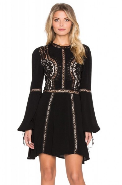 FOR LOVE & LEMONS Penelope Mini Dress in black – as worn by Cara Delevingne at a charity event in London, 16 December 2015. Celebrity fashion | star style | party dresses | LBD | what celebrities wear
