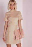 Missguided – high neck metallic skater dress gold. Short party dresses – luxe style fashion – going out – evening celebration