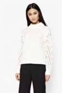 FRENCH CONNECTION – Kora laddered sleeves jumper in winter white. Knitted jumpers | stylish sweaters | knitted fashion | knitwear