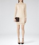 REISS Lillie lace dress in pink chalk ~ party dresses ~ occasion fashion ~ chic style clothing ~ evening parties