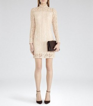 REISS Lillie lace dress in pink chalk ~ party dresses ~ occasion fashion ~ chic style clothing ~ evening parties - flipped