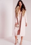 Affordable luxe…Missguided pink wool coat with faux fur collar ~ chic coats ~ winter fashion