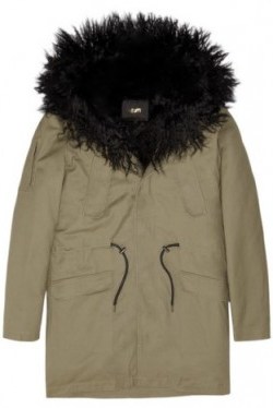 MAJE Gondry faux fur-lined cotton-twill parka – as worn by Natasha Shishmanian out in London, 23 December 2015. Celebrity fashion | designer parkas | winter coats | what celebrities wear - flipped