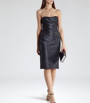 REISS Marilyn midnight structured bandeau dress ~ metallic ~ shimmering party dresses ~ occasion wear ~ cocktail fashion ~ parties - flipped