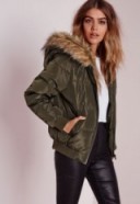 Stay warm and stylish…Missguided padded faux fur hood khaki jacket ~ casual fashion ~ winter jackets