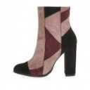 River Island Pink suede patchwork block heel boots – high heeled ankle boots – chunky heels