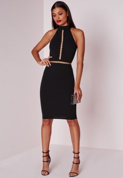 Missguided sleeveless gold hoop trim midi dress black. LBD / evening glamour / party dresses / going out fashion - flipped