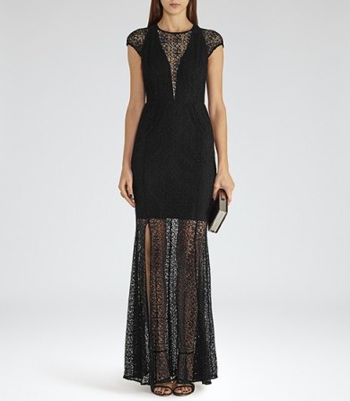 REISS Tami black gown ~ semi sheer gowns ~ party dresses ~ evening wear ~ occasion fashion ~ glamour - flipped