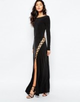 The Jetset Diaries Novella Lace Up Maxi Dress in Black ~ long slinky gowns ~ fluid party dresses ~ occasion wear ~ evening fashion