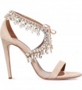 AQUAZZURA Milla jewel 105 suede heeled sandals nude – designer shoes – embellished high heels – jewelled sandal