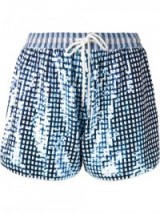 ASHISH blue gingham check sequin shorts