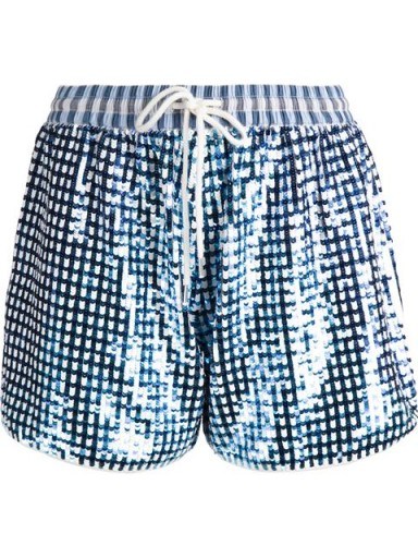 ASHISH blue gingham check sequin shorts - flipped