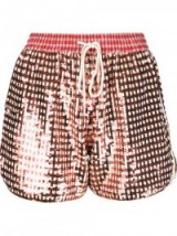 ASHISH red sequined woven shorts