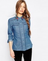ASOS Denim Fitted Americana Shirt With Embroidered Collar. Shirts | casual fashion