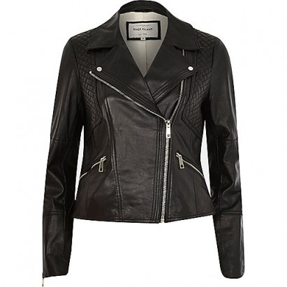 River Island Black leather fitted biker jacket. Casual jackets – winter fashion – follow the trend