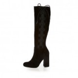 River Island Black leather knee high lace up boots. Block heel boots – winter fashion – high heels – chunky heeled