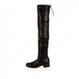 River Island Black over the knee boots. Low heeled boots – winter footwear – follow the trend