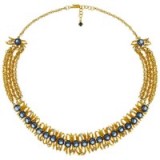 Eclectica Vintage 1960s Kramer Gold Plated & Blue Glass Stone Necklace ~ statement necklaces ~ costume jewellery