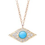 London Road Enchanted Evil Eye 9ct Yellow Gold Diamond Turquoise Pendant Necklace ~ pendants ~ necklaces ~ jewellery