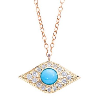 London Road Enchanted Evil Eye 9ct Yellow Gold Diamond Turquoise Pendant Necklace ~ pendants ~ necklaces ~ jewellery - flipped
