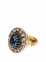 blue crystal embellished ring ~ bling jewellery ~ statement rings ~ alexander mcqueen