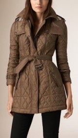Diamond quilted coat in dusty khaki ~ Burberry coats ~ winter jackets ~ casual style ~ designer outerwear