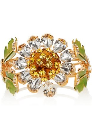 Statement jewellery ~ DOLCE & GABBANA Gold-plated, Swarovski crystal and enamel cuff ~ floral cuffs ~ designer bracelets ~ costume jewellery - flipped