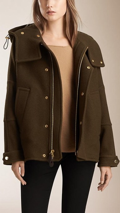 Double virgin wool cashmere parka in military olive ~ Burberry coats ~ winter jackets ~ casual luxe ~ designer outerwear - flipped