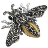 Elina H Sterling Silver Marcasite Bee Brooch ~ insect brooches ~ vintage style jewellery
