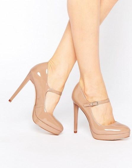 Faith – Chrissie Nude patent Mary Jane shoes. Mary Janes ~ high heels ~ stiletto heeled pumps - flipped