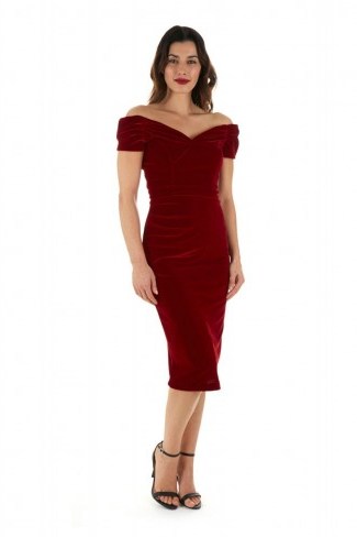 THE PRETTY DRESS COMPANY Fatale Red Velvet Pencil Dress – as worn by Kate Garraway at the 2016 National Television Awards in London. Celebrity fashion | occasion dresses | vintage style | what celebrities wear to events - flipped