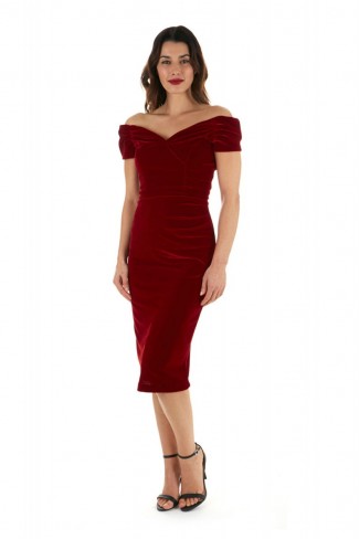 THE PRETTY DRESS COMPANY Fatale Red Velvet Pencil Dress – as worn by Kate Garraway at the 2016 National Television Awards in London. Celebrity fashion | occasion dresses | vintage style | what celebrities wear to events