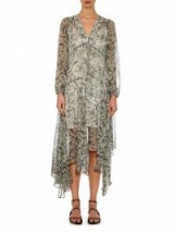 ZIMMERMANN Gemma python-print silk-chiffon dress – as worn by Olivia Palermo on holiday in St. Barts, January 2016. Celebrity fashion | star style | what celebrities wear on vacation | sheer asymmetric dresses
