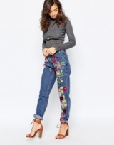 Glamorous Petite Embroidered Gilfriend Jean. Floral jeans | casual fashion | petites