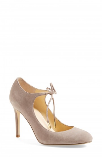 Ivanka Trump ‘Jeanne’ Mary Jane Pump light khaki. High heeled Mary Janes ~ high heels ~ front tie shoes ~ stiletto pumps
