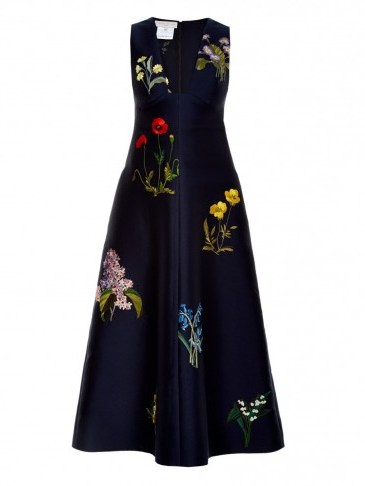 STELLA MCCARTNEY Kaitlyn botanical-embroidered duchess-satin dress – as worn by Emma Willis on the red carpet at the National Television Awards in London, 20 January 2016. Celebrity fashion | star style | designer clothing | floral dresses | what celebrities wear - flipped